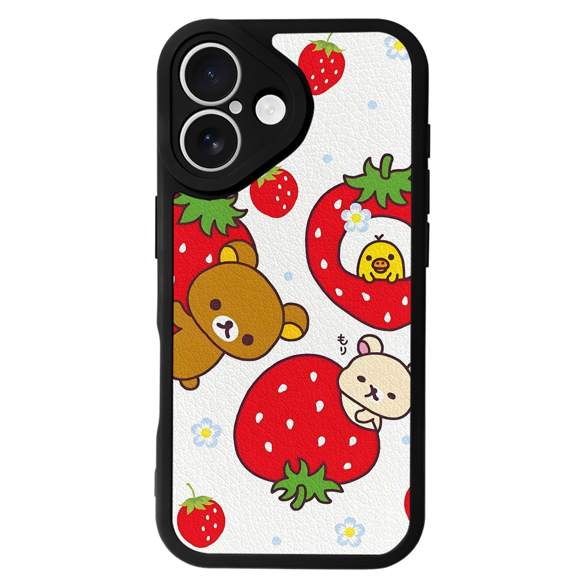 （画像用） リラックマ リラックマ キイロイトリ Rilakkuma Korilakkuma Kiiroitori 【iPhone 16シリーズ対応】シリコンスマホケース（レザー調） 材質：シリコン